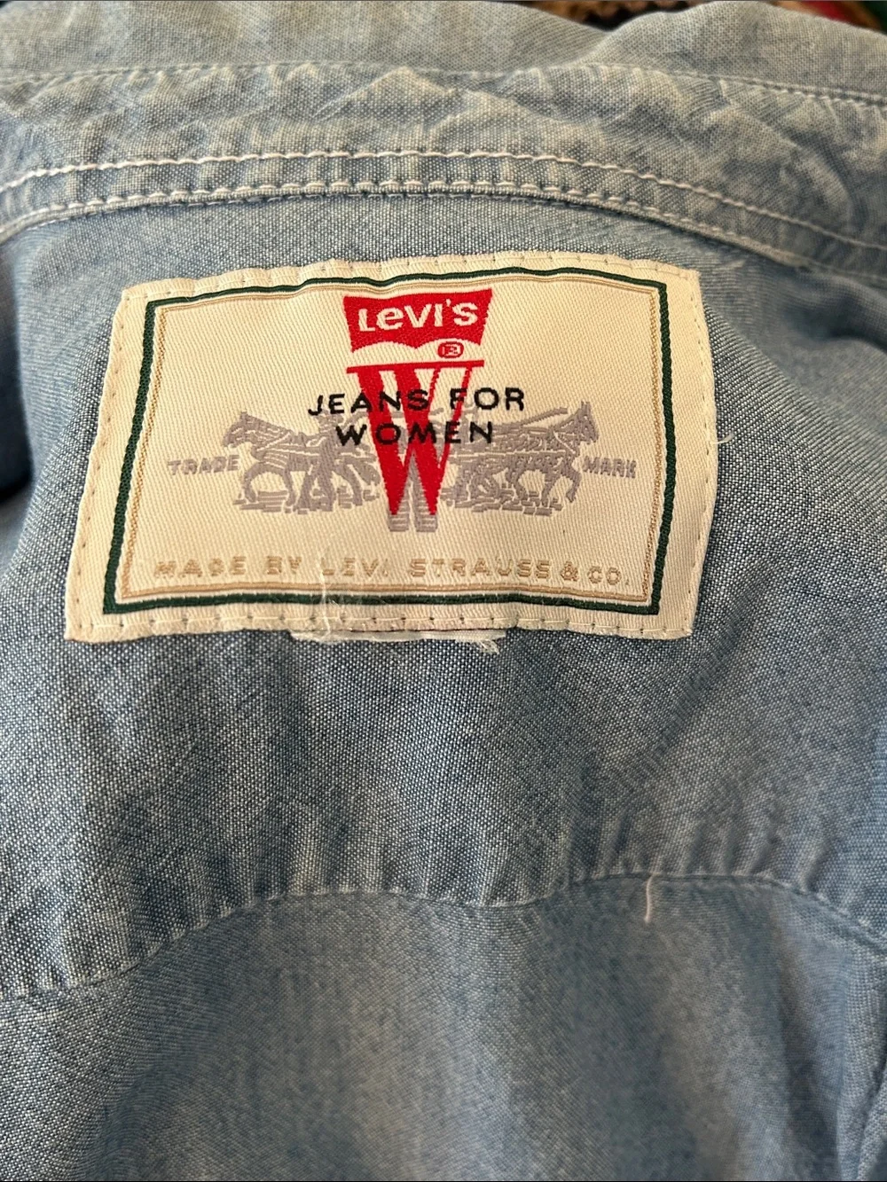 Levis Sz M Light Blue Chambray Denim Button-Up Shirt